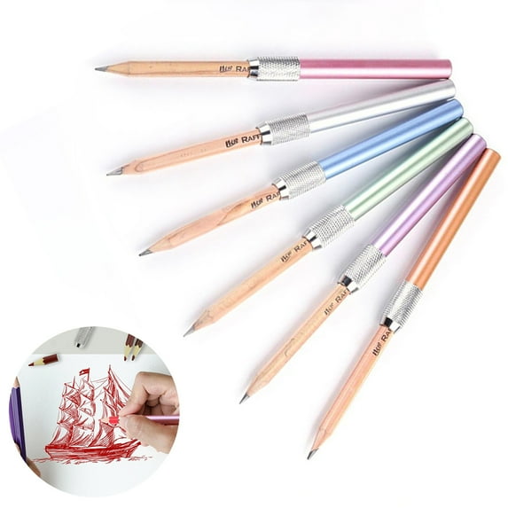 SagaSave 1/3 Pcs Pencil Extender Lengthener for Color Pencils Art Pencil Writing Tools School Office Purple