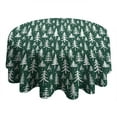 thumbnail image 4 of Green Christmas Tree Pattern Round Tablecloth 60"x60",Wrinkle Wipeable Table Cloth for Kitchen Dining Room Picnic Patio Party, 4 of 6