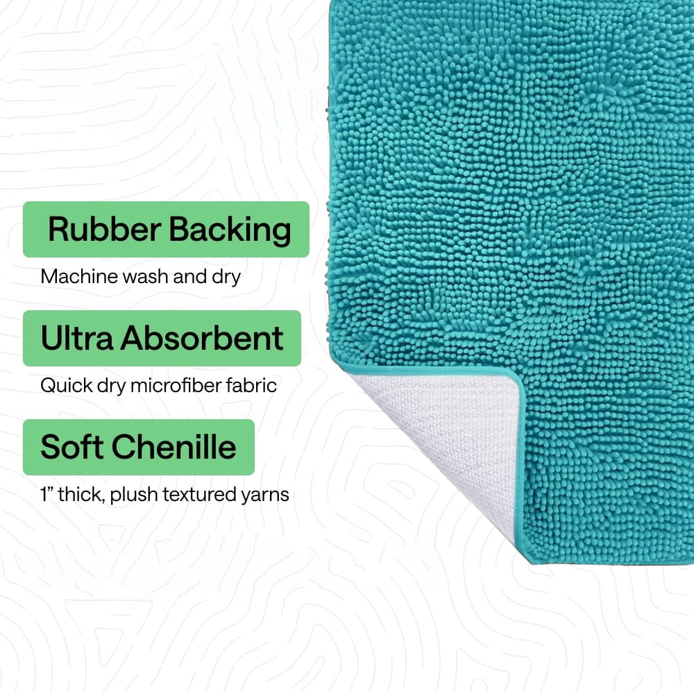 Bath Rug Mat, Thick Soft Absorbent Chenille, Quick Dry Microfiber Mats, Rubber Backing Washable Shower Floor Rugs, US Designed Bathroom Halloween Home Decor Accessories