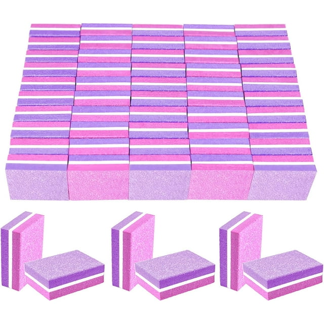 50 Limas De Esponja Para Uñas, Mini Limas De Grano 100/180, Bloque Pulidor Para Uñas Acrílicas Y Naturales, Bloques Pulidores De Doble Cara Para Manicura Y Pedicura, Uso En Salón Y Hogar (Rosa-