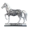 thumbnail image 2 of 7.25 Inch Silver Toned Engraved Horse Trotting Statue, 2 of 3