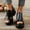 Black, variant on Aueoeo Faux Leather Shoe For Women Open Toes Wedge Sandals Dressy Summer Comfortable Platforms Support Strappy Sandals