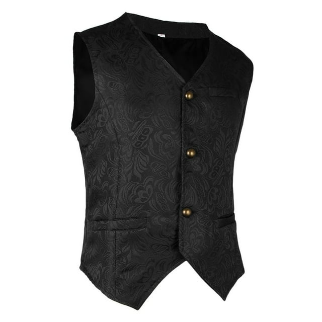 Chaleco Steampunk Hugo medieval ajustado para hombre de jacquard vintage
