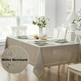 thumbnail image 2 of Newbridge Provence Lattice Cutwork Solid Color Textured Fabric Tablecloth, 52 x 52 Inch Square, Taupe, 2 of 9