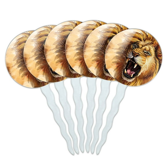 Lion Roar Big Cat Safari Cupcake Picks Toppers - Set of 6