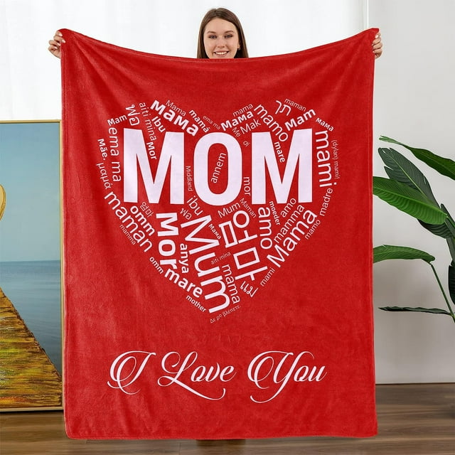 LHSHID Christmas Birthday Gifts for Mom Wrap Love Around Mom Mom Anniversary Christmas Birthday Gifts from Daughter Son Presents for Mother I Love You Mom Blanket 60x80in