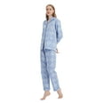 thumbnail image 6 of GLOBAL 100% Cotton Pajamas for Women Notch Collar Pjs Cozy Button Down Homewear with Pockets, Spring & Summer, 2-Piece, Sizes S to 3X, 6 of 6