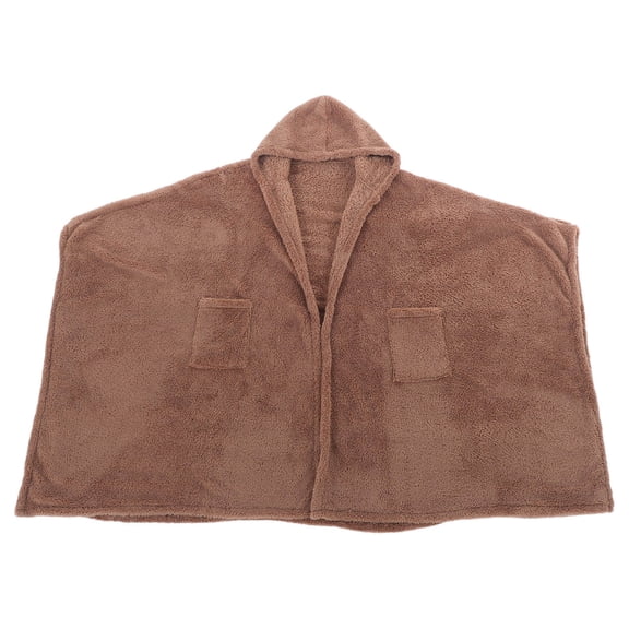 ELAYARD Cozy Khaki Fluffy Shawl Poncho Cape Coat for Women Soft Warm Hooded Winter Wrap