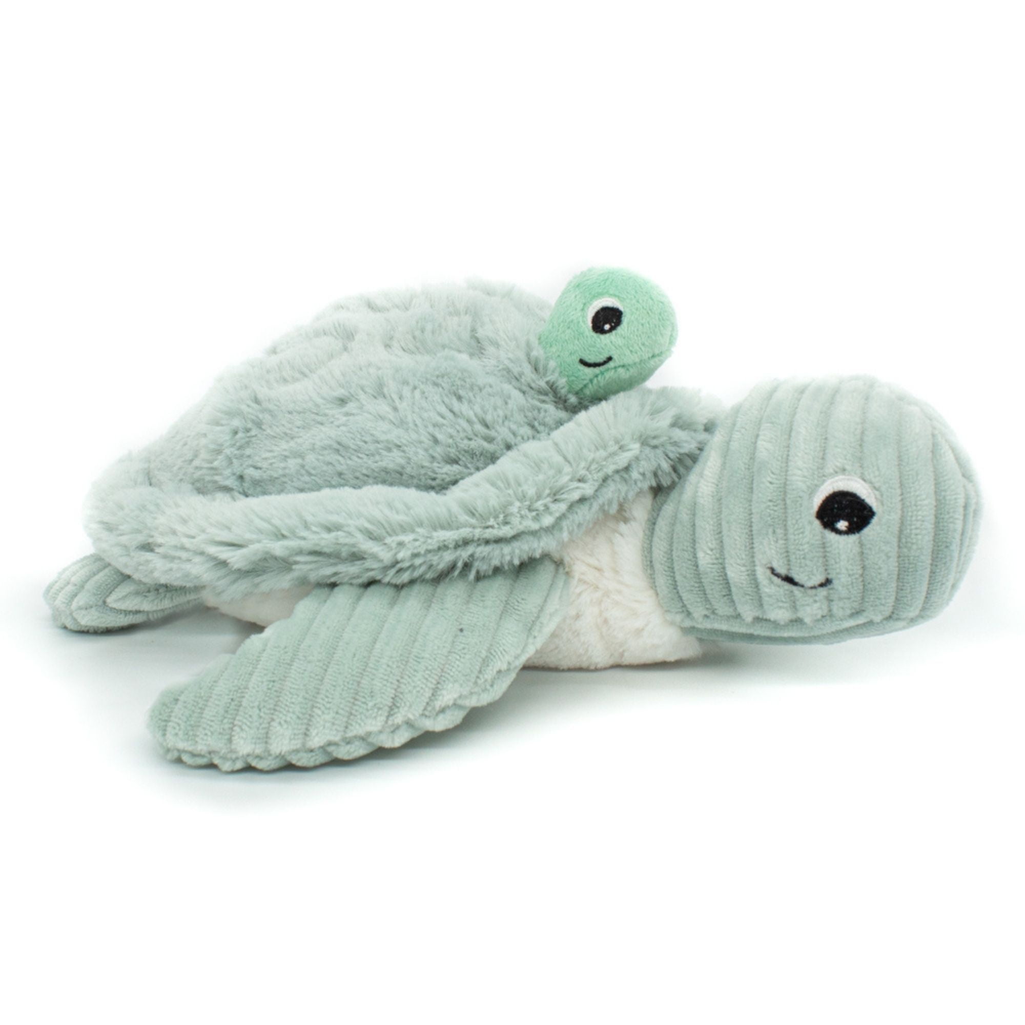 Les Ptipotos Sea Turtle Mom & Baby Plush Stuffed Animal Set & Eco-Friendly Toy in Mint Green