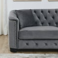 thumbnail image 6 of 77-Inch Velvet Chesterfield 3-Seater Sofa | Classic & Comfortable | Grey, 6 of 11