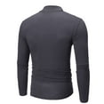 thumbnail image 4 of Mock Turtleneck Long Sleeve T-Shirt for Men Cotton Thermal Shirts Undershirt Base Layer Tops High Neck Johns Plus Size Dark Gray M, 4 of 4