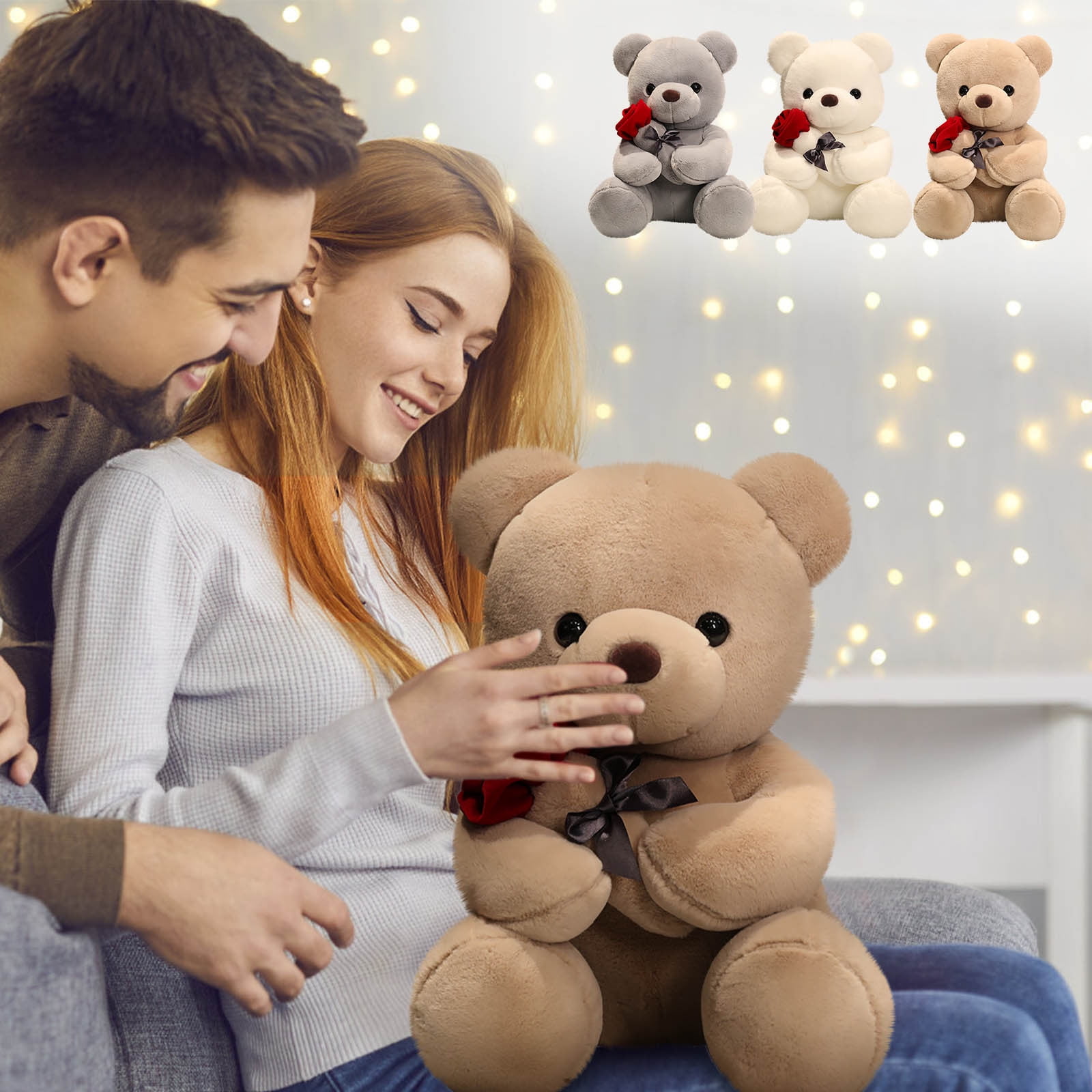 LEGAMI - Pluche beer met hart, super schattige, zachte pluche beer met hart, staat alleen, cadeau-idee voor Valentijnsdag, afmetingen 12,5 x 17,5 cm, teddybeer