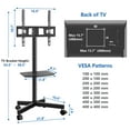 thumbnail image 3 of RTVR Modern Rolling TV Stand Mobile TV Cart for 32 to 65 inch Flat Panel Screens, Swivel Black, 3 of 7