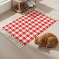 thumbnail image 6 of Bathroom Rug 2'x 3', Red White Plaid Woven Cotton Washable Rug with Tassels, Modern Farmhouse Buffalo Check Gingham Non Slip Front Door Mat for Entrance, Doorway, Hallway, Laundry Room, 6 of 9