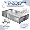 thumbnail image 6 of PAPROOS Twin Montessor Floor Bed, Solid Wood Toddler Bed with Safety Guardrail and Door, Easy Assembly, Low-to-Floor Bed Frame with Slats for Kids, Gray, 6 of 8