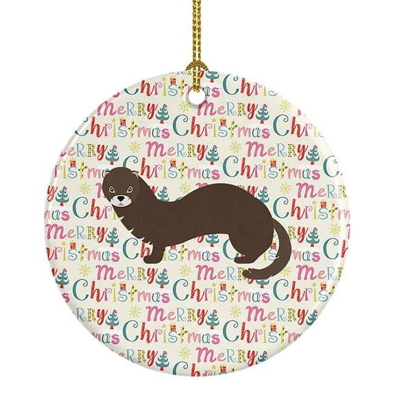 Russian or European Mink Christmas Ceramic Ornament 2.8 in x 2.8 in