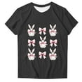 thumbnail image 3 of lcziwo Today Sales Womens Happy Easter Shirts Funny Bunny Rabbit Graphic Tee Tops 2025 Fashion Print Short Sleeve T-Shirts Holiday Outfits Black L, 3 of 5