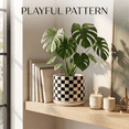 thumbnail image 6 of BUYMAX 4+5+6 inch Set of 3 Ceramic Planters, Black & White Checkerboard Flower Pots with Drainage Hole, 6 of 9