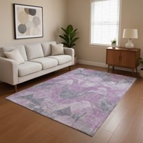 Addison Rugs Mayfield Premium Machine Washable Transitional Swirls Lavender Rectangle Rug, 5' x 7'6"