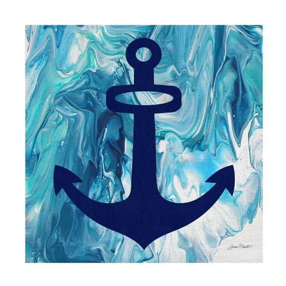 Canvas Wall Art - Jean Plout 'Abstract Ocean C' Wall Art for Living Room, Bedroom, or Office Décor by Trademark Fine Art - 14 x 14 Inches