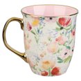 thumbnail image 3 of Christian Art Gifts Large Ceramic Floral Scripture Coffee & Tea Mug for Women: Strength & Dignity - Prov. 31:25 Inspirational Bible Verse w/Multicolored Flowers & Gold Accents, White & Pink, 14 oz., 3 of 4