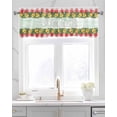 thumbnail image 2 of Summer Flowers Kitchen Valances for Windows Farmhouse Linen Window Valance Curtain for Living Room Window Treatment Leaves Red Plaid Country Retro Farm Valance Rod Pocket Topper Drape, 60 x 18 Inch, 2 of 6