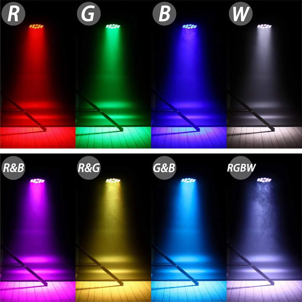 Par Lights LED Stage Lights, 18X12W RGBW Uplights Stage Lighting Effect by DMX and Sound Activated Control Wash Light for Wedding Parties Church Club DJ Live Show