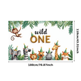 thumbnail image 4 of Animal Theme Birthday Banner Jungle Animals Wild One for Kids Party First Birthday Celebration, 4 of 7