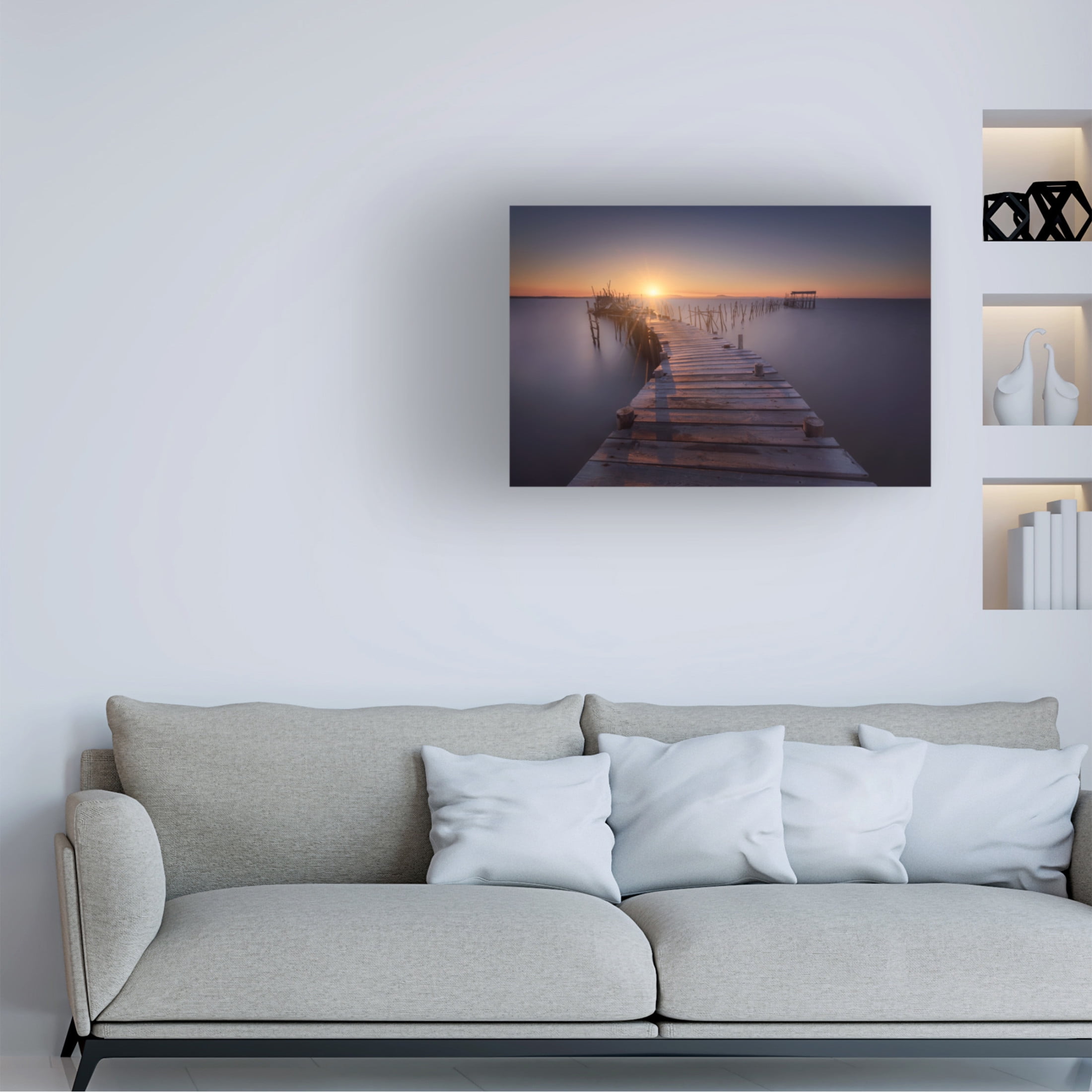 Canvas Wall Art - Ivan Ferrero 'The Last Dock' Wall Art for Living Room, Bedroom, or Office Décor by Trademark Fine Art - 32 x 22 Inches