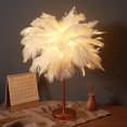 thumbnail image 4 of LED bedside lamp, dandelion shape, copper wire, romantic pink feather, 4 of 4