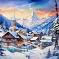 thumbnail image 1 of Riverside Winter Cottage Oil Painting Canvas Rhinestone Landscape 5D DIY Diamond Embroidery Set Gift, 30*30cm, without frame.,4137, 1 of 4