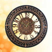 WHAMVOX Vintage Dial Clock European Hollowed-out Silent Clock 3D Round Large Decorative Wall Clock for Living Room Bedroom Kitchen(Bronze)