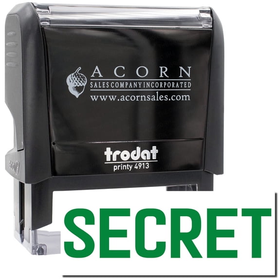 Large Self-Inking Secret Stamp, Trodat Printy 4913, Press and Print Stamping, Impression Size 7/8" x 2-1/4", Up to 10,000 Impressions - Green Ink