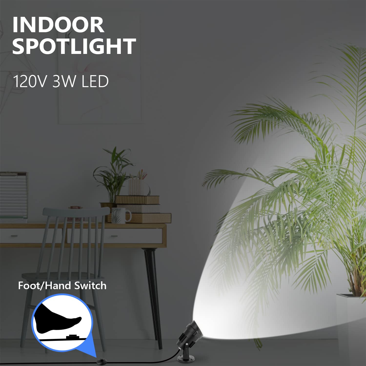 2 Pack Led Spot Lights Indoor Christmas 12W RGBW Uplighting Indoor 120V 16 Color Changing Floor Spotlight Can Light with Remote Up Lights Accent Lighting Foot Switch & 6 FT Plug Cord