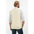 thumbnail image 6 of SAOL Men's 100% Merino Wool Sweater Vest Aran Irish V-Neck Cable Knit Sleeveless Cardigan with Buttons and Pockets, 6 of 7