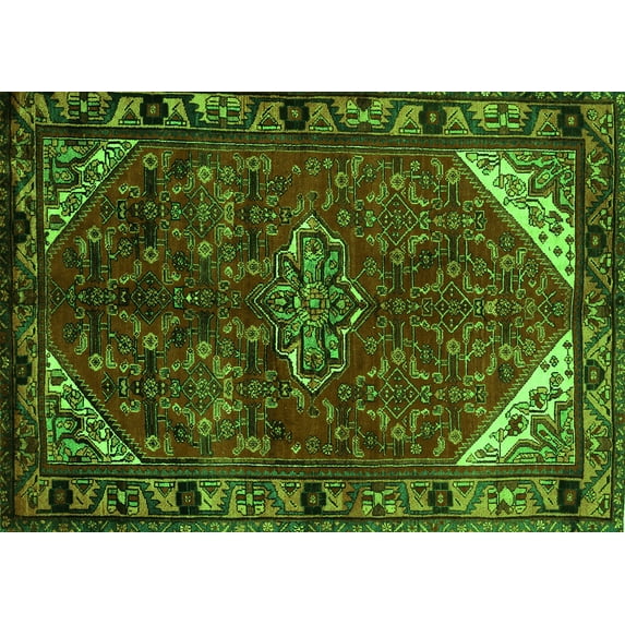 Ahgly Company Indoor Rectangle Persian Green Traditional Area Rugs, 5' x 7'
