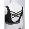 thumbnail image 6 of TiaoBug Kids Girls 2 Piece Gymnastics Dance Outfit Cheerleading Crisscross Back Crop Top with Shorts Set Black 8, 6 of 7