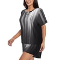 thumbnail image 3 of Womens Pajama Sets With Pocket, Monochrome Abstract Lines Lounge Sets Short Sleeve Sleepwear PJ Sets for Women, 3 of 6