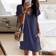 thumbnail image 2 of BLVB Casual Dresses for Women V Neck Plain Loose Summer Short Sleeve T Shirts Dress Short Lounge Dress with Pockets, 2 of 7