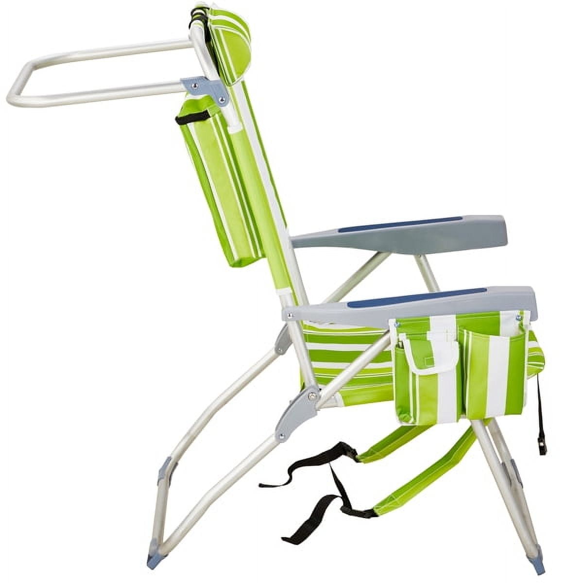 Alvantor High-Seat Beach Chair, 5-Position Reclining Aluminum Frame, Green Stripe