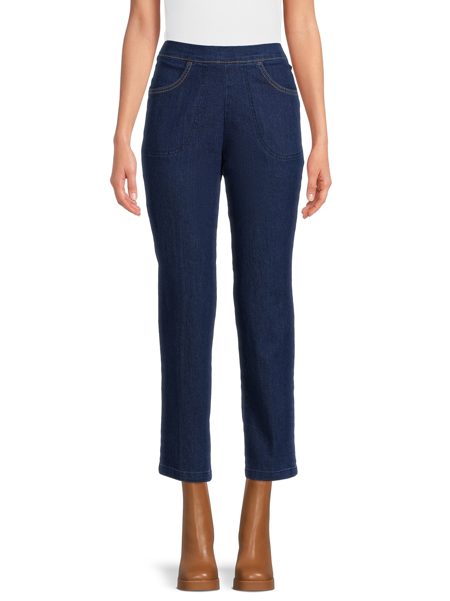 RealSize Women's Stretch Pull On Pants with Two Front Pockets ...