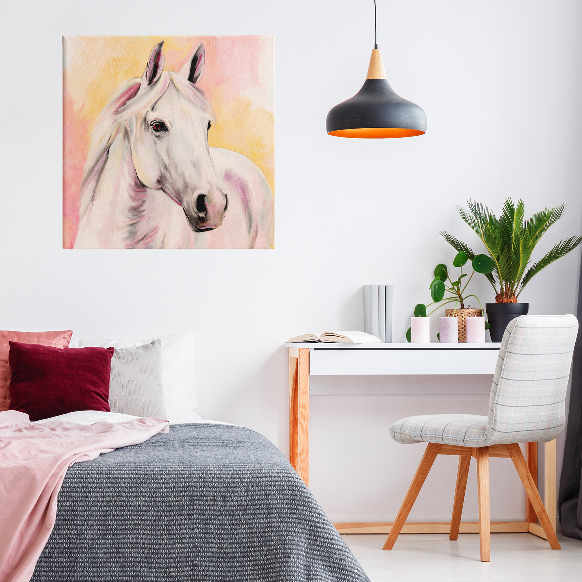 Sunset White Horse Canvas Wall Art, design by Kim Allen