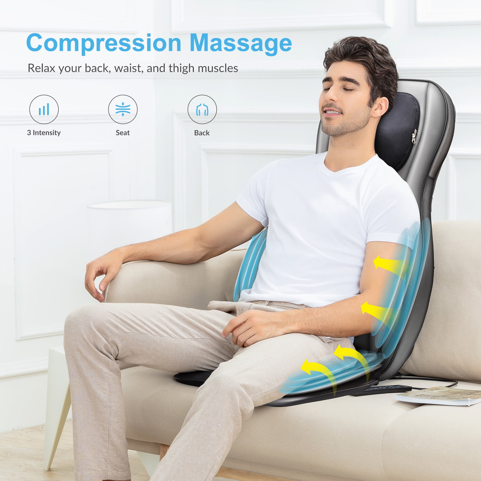 Comfier Full Back Massager with Heat 3D/2D Shiatsu Massage Seat Cushion  Rolling Kneading Massage Pads for Back - AliExpress