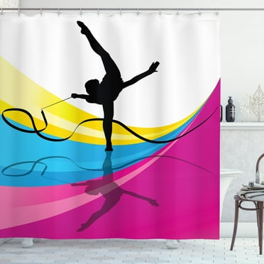 Ambesonne Gymnastics Shower Curtain, Teenager, 69"Wx84"L, Multicolor