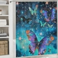 thumbnail image 6 of Awypu Fantasy Watercolor Style Butterflies Star Sky Full of Stars Durable and Washable Waterproof Shower Curtain Multiple Sizes White, 6 of 7