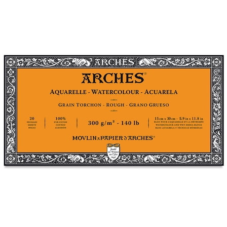 Arches Watercolor Block - 5.9" x 11.8", Rough, 140 lb, 20 Sheets
