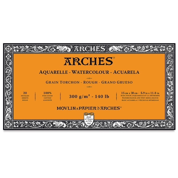 Arches Watercolor Block - 5.9" x 11.8", Rough, 140 lb, 20 Sheets