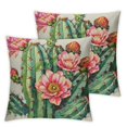 thumbnail image 2 of Acheng Watercolor Cactus Throw Pillow Cover, Green Plant Square Garden Farmhouse Decor Throw Pillows, Pillowcase Fabric Decor for Living Room Bedroom Patio Couch,2 Pcs White, 2 of 6