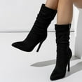 thumbnail image 4 of Slouchy Suede Mid Calf Boots for Women Sexy Pointed Toe Stiletto Heels Casual Dressy Booties, 4 of 7