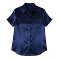 thumbnail image 6 of Nkmbld Womens Top Satin Blouse Short Sleeve Silk Tops Button Down Shirts Business Casual Outfits, 6 of 6